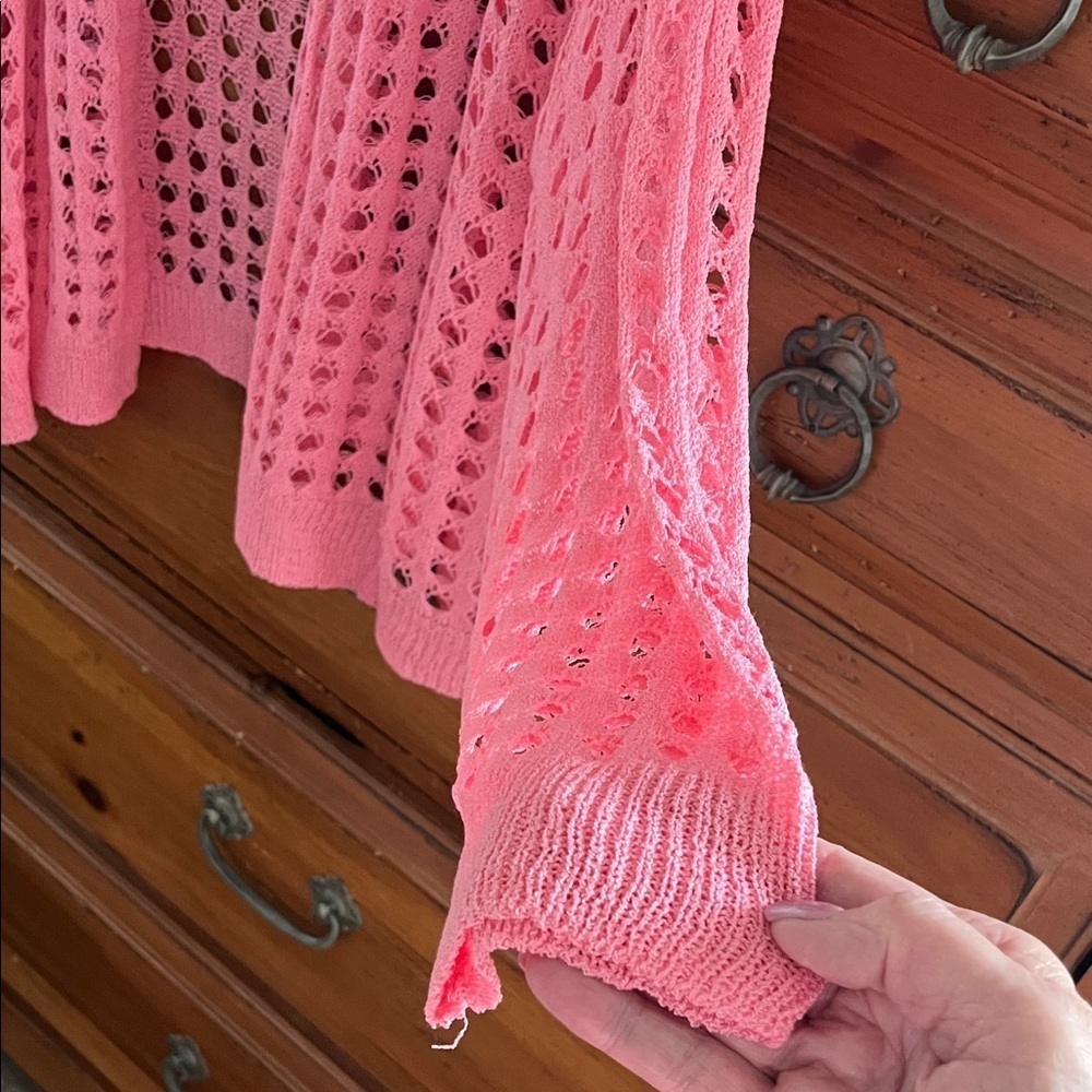 Anniewear Vibrant Pink Open-Knit Cardigan NWT - Picture 4 of 9